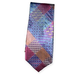 Paul Fredrick Men's Silk Tie Handmade Multicolor Patchwork
